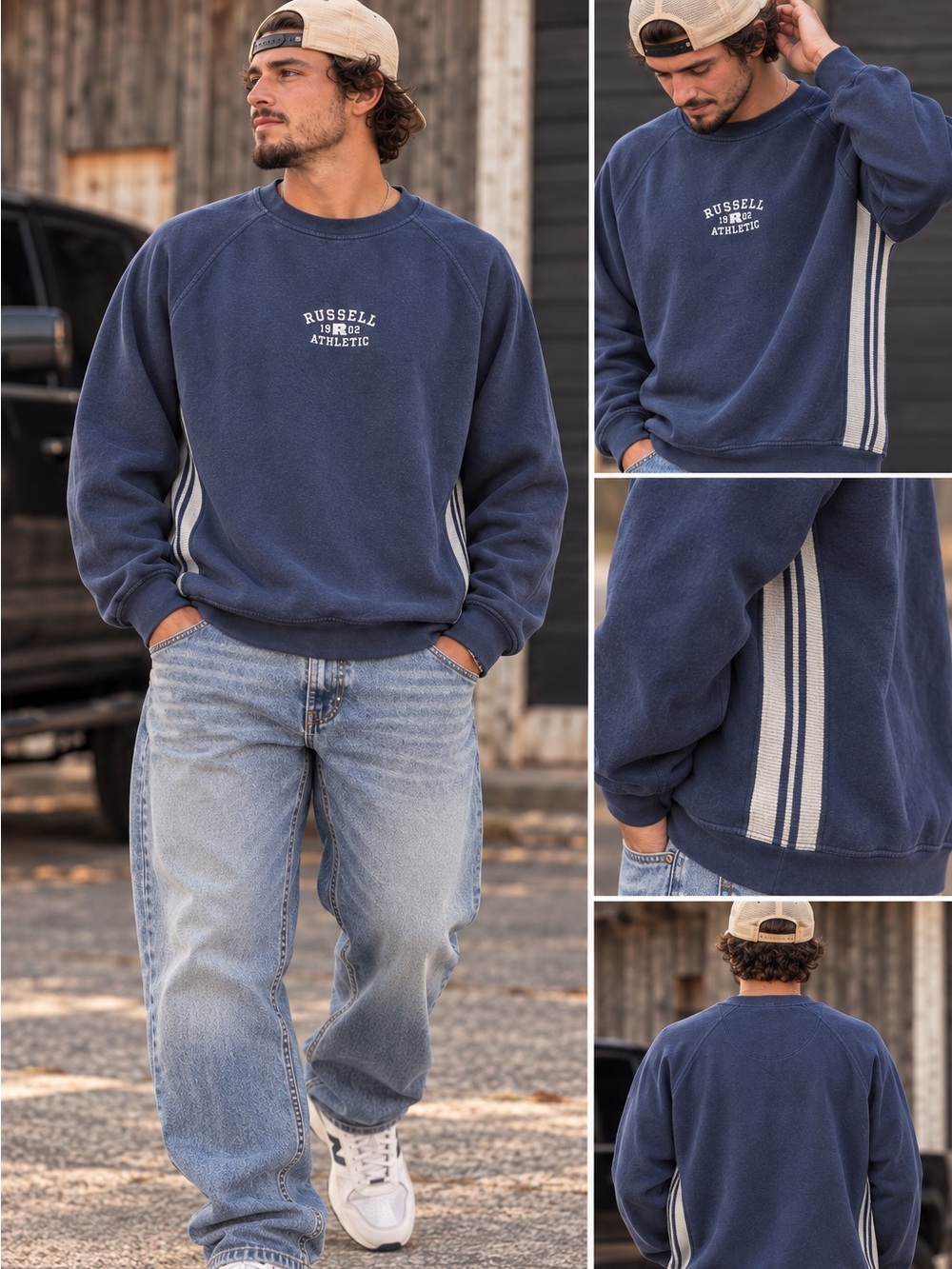 Vintage Russell Athletic Navy Blue Crewneck Sweatshirt